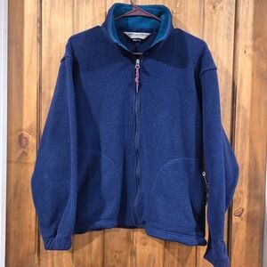 Eastern Mountain Sports Jacket Womens Navy Blue Medium Polartec Fleece Full-Zip